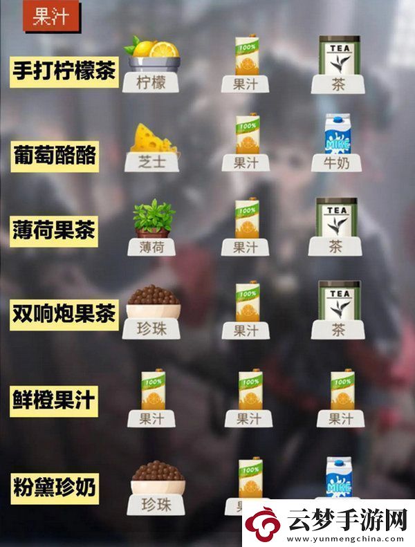 歸龍潮飲品配方大全