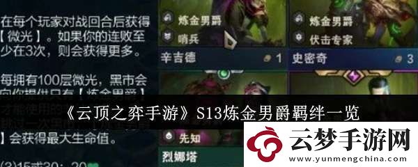 云頂之弈手游S13煉金男爵羈絆有哪些