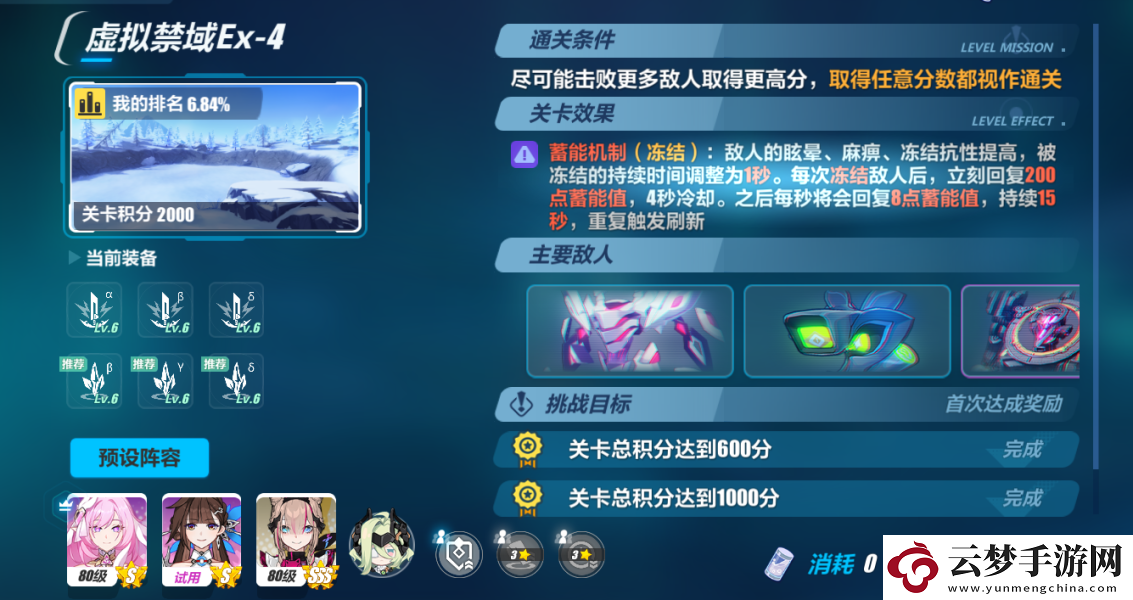 崩壞3虛擬禁域EX4關(guān)2000分打法攻略