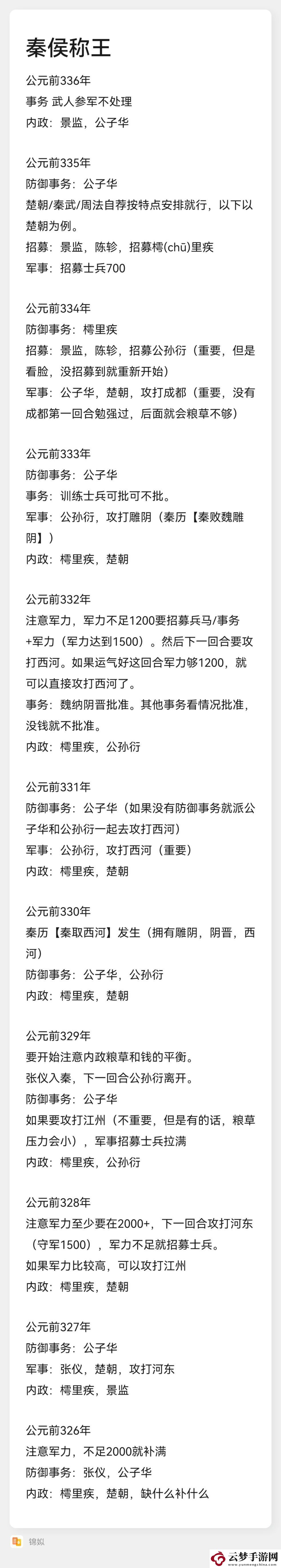 忘川風(fēng)華錄橫掃六合秦侯稱王通關(guān)攻略